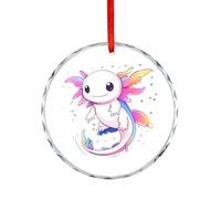 Cute Axolotl Christmas Crystal Decoration Hanging Ornament Round Pendants for Xmas Tree Party Gifts