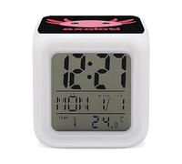 Cute Axolotl Digital Alarm Clock Bedside LED Night Light Bedroom Clocks with 7 Colors Changing Indoor Temperature Date Week Display