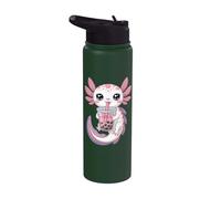 Cute Axolotl Drinking Bubble Tea bubbletea Anime Kawaii Stainless Steel Insulated Water Bottle
