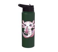 Cute Axolotl Drinking Bubble Tea bubbletea Anime Kawaii Stainless Steel Insulated Water Bottle