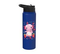 Cute Axolotl Drinks Bubble Tea bubbletea Anime Kawaii Stainless Steel Insulated Water Bottle
