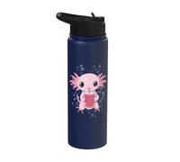 Cute Axolotl Drinks Bubble Tea bubbletea Anime Kawaii Stainless Steel Insulated Water Bottle