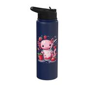 Cute Axolotl Drinks Bubble Tea bubbletea Anime Kawaii Stainless Steel Insulated Water Bottle
