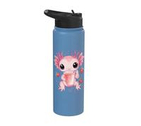 Cute Axolotl Drinks Bubble Tea bubbletea Anime Kawaii Stainless Steel Insulated Water Bottle