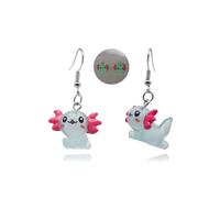 Cute Axolotl Earrings Acrylic Cartoon Axolotl Dangle Earrings Pink Blue Axolotl Animal Earrings for Women, Metal, No Gemstone
