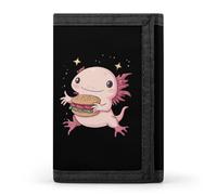 Cute Axolotl Eat Hamburger Men's Wallets Minimalist Trifold Wallet Polyester Card Cases Casual Coin Purse