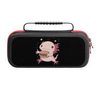Cute Axolotl Eat Hamburger Portable Carrying Case for Switch Protective Travel EVA Hard Shells Game Card Storage Pouch Bag