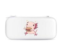 Cute Axolotl Eat Hamburger Portable Carrying Case for Switch Protective Travel Hard Shells Game Card Storage Pouch Bag
