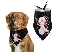 Cute Axolotl Eating Ramen Noodles Dog Bandana Puppy Cat Scarfs Bibs Washable Triangle Kerchief Pet Gifts