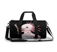 Cute Axolotl Eating Ramen Noodles Gym Duffel Bag Sports Shoulder Backpack Travel Weekender Handbag for Men Women
