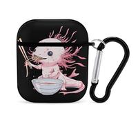 Cute Axolotl Eating Ramen Noodles PC Headphone Case for AirPods 1 And 2 Earphone Cover Earbuds Accessories with Keychain