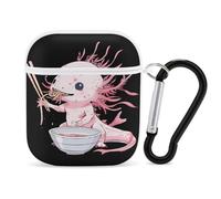 Cute Axolotl Eating Ramen Noodles PC Headphone Case for AirPods 1 And 2 Earphone Cover Earbuds Accessories with Keychain