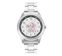 Cute Axolotl Eating Ramen Noodles Quartz Watch Stainless Steel Wrist Watches for Men Women Easy to Read