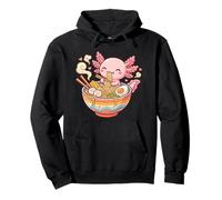 Cute Axolotl Eats Ramen Noodles Axolotls Kawaii Graphic Pullover Hoodie