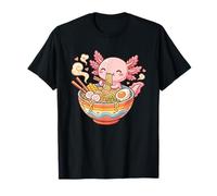 Cute Axolotl Eats Ramen Noodles Axolotls Kawaii Graphic T-Shirt