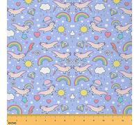 Cute Axolotl Fabric by The Yard Rainbow Heart Print Decorative Waterproof Outdoor Fabric Outdoor Fabric Cartoon Salamander Upholstery Fabric for Chairs Blue Outdoor Fabric 1 Yard (L92*W150cm)