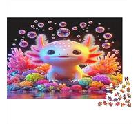Cute Axolotl Fantasy 1000 Piece Jigsaw Puzzles for Adults Featuring Artistic Design Centenary Jigsaws As Dementia Friendly Activities for Concentration Games 38x26cm/1000pcs