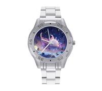 Cute Axolotl Galaxy Men's Watches Stainless Steel Watch Strap Analog Quartz Watch Business Wristwatches