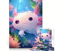 Cute Axolotl in Aquatic Environment 1000 Piece Jigsaw Puzzles for Adults Jigsaw Creative Play High Def Print Real Challenge Birthday Art Gift (38x52cm)