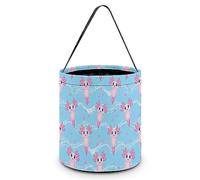 Cute Axolotl Kawaii Pattern Halloween Bucket Trick Or Treat Bags Candy Bucket Tote Bag for Festive Party Decoration