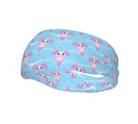 Cute Axolotl Kawaii Pattern Headbands Sports Sweatband Athletic Exercise Bands Turban Hair Head For Men Women Yoga Fitness