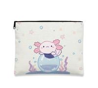 Cute Axolotl Makeup Bag Cute Peach Watercolor Cosmetic Travel Bag for Women Portable Organizer Small Zipper Toiletry Bag Festival Gift, peach, 7x9 Inch, axolotl