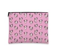 Cute Axolotl Makeup Bag, Peach Cartoon Cosmetic Travel Pouch for Women, Portable Small Canvas Zipper Organizer, Perfect for Gifts and Skincare, Spring Festival Accessories, Peach, 7x9 Inch, Axolotl