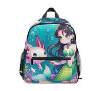 Cute Axolotl Mermaid Toddler Backpack for Boys Girls, Mini Kindergarten Backpacks with Name Tag Little Kid's Backpacks 6-8 Years