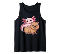 Cute Axolotl on Capybara Kawaii Friends Design Tank Top