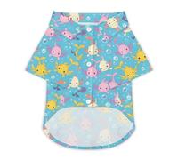Cute Axolotl Pattern Hawaii Shirt Print Dog Clothes T-Shirt Beach for Puppy Cat 3XL