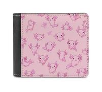 Cute Axolotl Pattern Leather Wallet, Pink and Black, 11.7 x 9.5 cm, High Capacity Card Holder