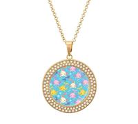 Cute Axolotl Pattern Pendant Necklace Funny Diamond Photo Necklaces Jewellery for Women