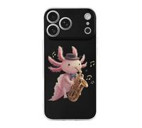 Cute Axolotl Playing Saxophones Funny Case Compatible with iPhone 17 17 Air 17 Pro 17 Pro Max Protective Phone Cover