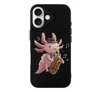 Cute Axolotl Playing Saxophones Funny Case Compatible with iPhone 17 17 Air 17 Pro 17 Pro Max Protective Phone Cover