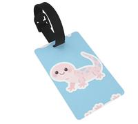 Cute Axolotl Print Luggage Tags for Suitcases, PVC Suitcase Tag with Secure Strap Suitcase Identifier with Privacy Name Card for Travel Bag Tags Personalized Baggage Tag for Women Men