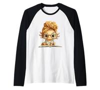 Cute Axolotl Reading Book Lover Animal Graphic Baby Portrait Raglan Baseball Tee