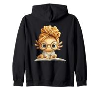 Cute Axolotl Reading Book with Zip Hoodie
