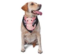 Cute Axolotl Sakura Blossoms A Print Dog Bandana Scarf Adjustable Triangle Pet Bib Cat Kerchief Washable Puppy Neckerchief for Birthday Holiday Party