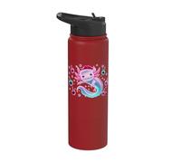 Cute Axolotl Santa Hat Christmas Holiday Design Stainless Steel Insulated Water Bottle