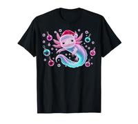 Cute Axolotl Santa Hat Christmas Holiday Design T-Shirt