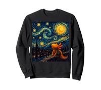 Cute Axolotl Starry Night Painting Art Lovers Sweatshirt