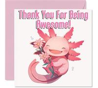 Cute Axolotl Thank You Card for Girls Boys - Awesome Animals - Thankyou Cards for Nephew Daughter Grandson Sister, 145mm Thank You So Much Appreciation Greeting Cards