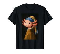 Cute Axolotl with A Pearl Earring Funny Vermeer Painting Value Graphic T-Shirt