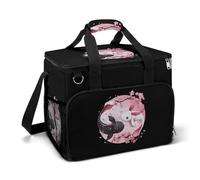 Cute Axolotl Yin And Yang Cherry Flowers Large Lunch Bag Soft Cooler Bag Insulated Thermal Bag Reusable Grocery Bags for Office Picnic Beach