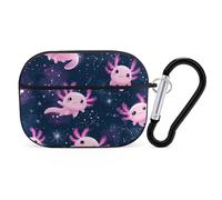 Cute Axolotls in Space Compatible with Airpod Pro Case PC Scratch-Resistant Drop-Proof Protective Cover with Keychain
