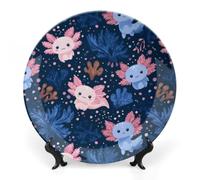 Cute Axolotls Pattern Bone China Decorative Plates for Display Ceramic Ornament for Wall Decor Festival Wedding Gift