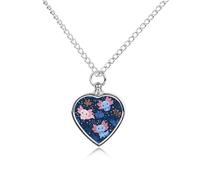 Cute Axolotls Pattern Pet Ashes Necklace Heart Silver Classic Pet Pendant Memorials Funerary for Dog Cat Lover