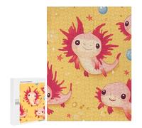 Cute Axolotls Wooden Jigsaw Puzzles for Adults Funny Intelligent Games Home Decor Artwork for Home Office