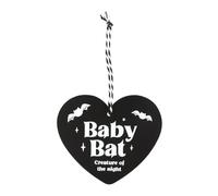 Cute Baby Bat Hanging Heart Sign - Novelty Car Safety Window Sign for Babies - Adorable Bat Baby on Board - Unique Baby Bat Car Sign UK