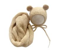 Cute Baby Bear Costume Set Newborns Mohair Wrap & Hat Set Must Get Knit Wrap with Bear Themed Outfit for Photoshoots Baby